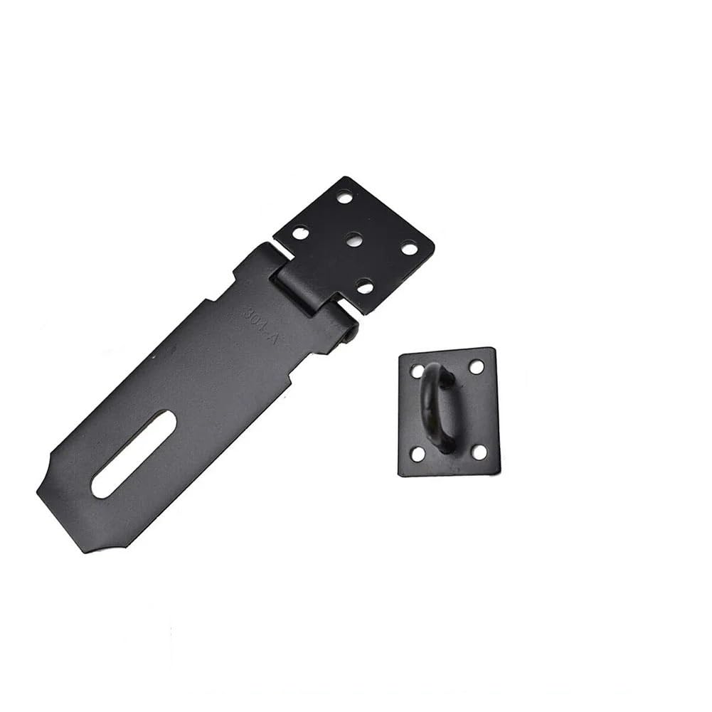 Mqfbnnp Black 3 Inch Stainless Steel Buckle Lock Shed Gate Latch Stainless Steel Drawer Padlock Hasp Door Clasp Lock Home Burglar-Proof Bolt Buckle Screws Safety(Black 3 Inch)