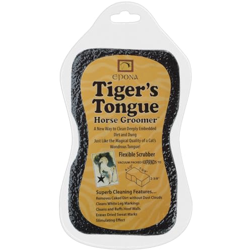 Epona Tigers Tongue Groomer & Smooth Tall Boot Sock (Black) Horse Grooming Tools with Bonus Backpack