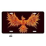Lefolen Fire Bird Car Front License Plate Fantasy Animal Burning Fire Phoenix Rebirth Shining Flame