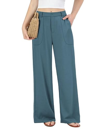 JEKAOYI Womens Cotton Linen Pants Wide Leg Casual Pull On Trousers