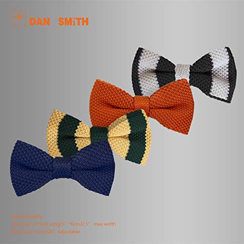 Dan Smith Knitted Pretied Bow Tie For Mens Multi-Color Flower Knitted Pre-Tied Bowties Bundle Deal Parties Men C.c.p.c.003 Black,Midnight Blue,Dark Orange,Sea Green,Corn #TOP2