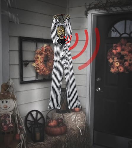 Halloween Decorations Outdoor Scary 55" Sound & Sensor Activated Halloween Ghost Decorations with Creepy Sound, Motion, Light Up Eyes Animatronic