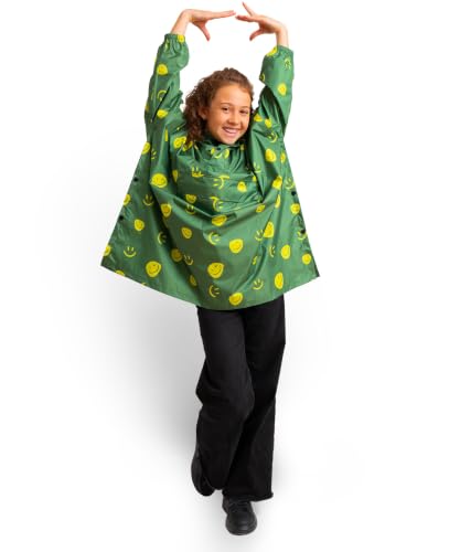 Jubi® Ponczo przeciwdeszczowe dla dzieci, wodoodporne, lekkie i oddychające, zielony (Grinseggrün), 5-8 lat