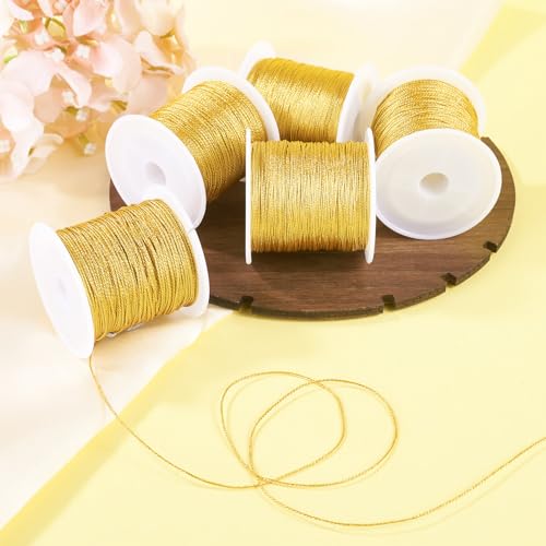 Hilos metálicos dorados 5 rollos 5 grosores para bordado miniatura 2