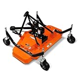 3 Point PTO 60'' Working Width Finish Mower Attachment for 18-50hp Tractor, Category 1 Hitch, 4-Tires, 0.4'' - 4.5'' Adjustable Cutting Height, Model FM150