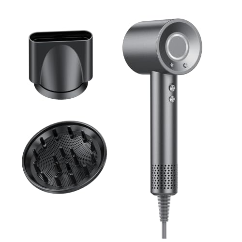 Asciugacapelli, 160.000 Giri/min Phon Capelli Professionale con 500 Milioni Ioni Negativi, 3 Velocità & 4 Temperature, Basso Rumore, Diffusore Magnetico e Ugello Inclusi