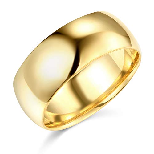 Wellingsale Mens 14k Yellow Gold Solid 8mm CLASSIC FIT Traditional Wedding Band Ring - Size 7