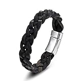 RJGOPL Mode geflochtenes mehrschichtiges Geunine Lederarmband Männer Frauen Edelstahl Outdoor Navy Anker Survival Armbänder Homme 21,5 cm PG694