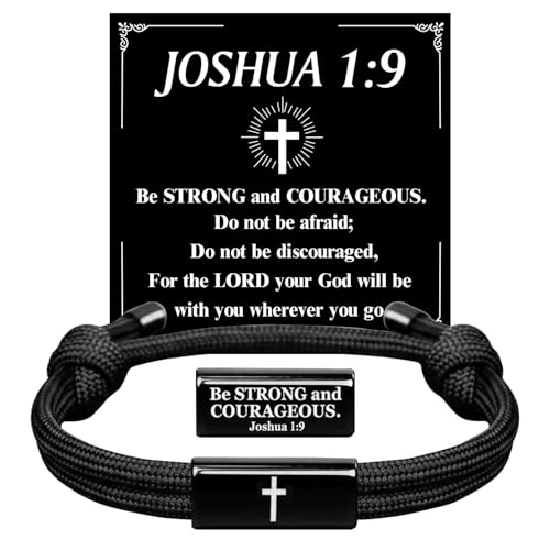 Vichona Cross Bible Verse Adjustable Rope Bracelet for Teens
