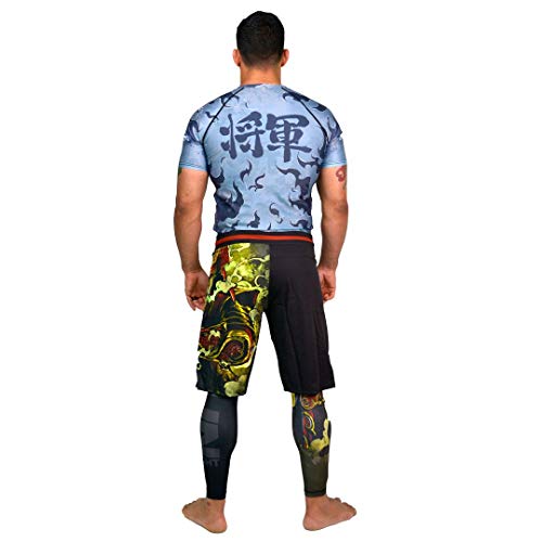 SHOGUN Fight Rash Guard BJJ MMA Premium Jiu Jitsu Fighting Grappling Compression Shirt, Medium Samurai