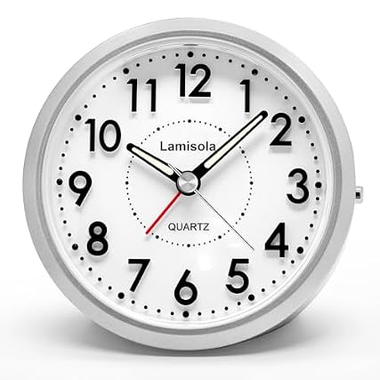 Lamisola 4 Inch Analog Battery Travel Alarm Clocks for Bedrooms, Small Desk Clock, Alarm Clocks for photo Lamisola 4 Inch Analog Battery Travel Alarm Clocks for Bedrooms, Small Desk Clock, Alarm Clocks for