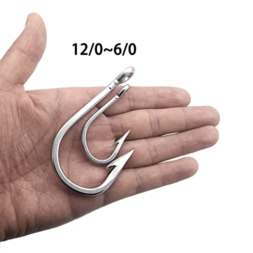 Extra Strong Tuna、Alligator、Shark Hooks Big Game Circle Hooks Large Fish Hooks For Saltwater-Size 6/0-12/0 (12/0#) #TOP4
