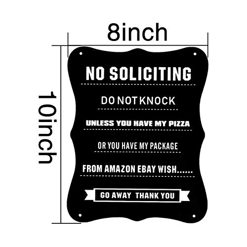 No Soliciting Funny Yard Sign For Door Go Away Sign Not Solicit Do Not Knock Unless You Have My Pizza Food Package From Amazon Ebay Wish No Solicitor For House Home 8 X 10 Inch Black #TOP1