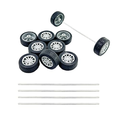 Lot de 10 roues de voiture en caoutchouc de 28 mm avec 5 axes ronds pour modélisme, jouets...