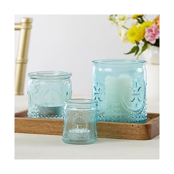 Kate Aspen Nesting Blue Glass Votive Candle (Set of 3) Vintage Tea Light Holders Kate Aspen Nesting Blue Glass Votive Candle (Set of 3) Vintage Tea Light Holders
