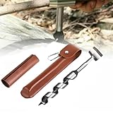 Bushcraft Gear,Hand Auger Wrench for Easy Wood Drilling, Scotch Eye Wood Drill with Leather Case, Outdoor Survival Gear Tool for Camping,Bushcrafting, Peg Hole Maker