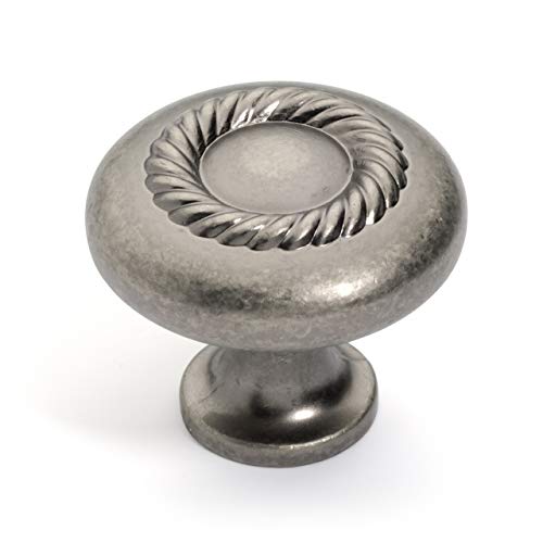Dynasty Hardware K-5104-AN-25PK Rope Cabinet Hardware Knob, Antique Nickel, 25-Pack