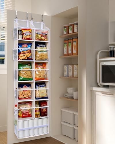 Image of ULG Over the Door Organizer, 6-Tier Hanging Storage with Clear Windows, 19 Pockets for Closet,Bathroom & Nursery Door Organizer