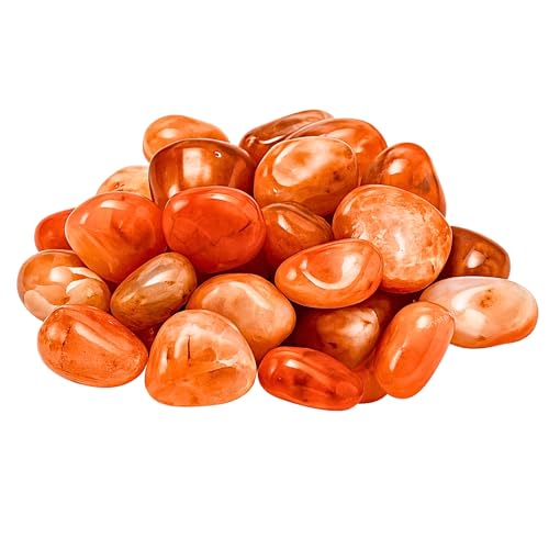 Image of Certified Carnelian Crystal Healing Tumbled Stone, Natural Polished Crystals for DIY Crafts, Manifestation, Meditation, Pooja Feng Shui and Reiki Healing (30 Grams)