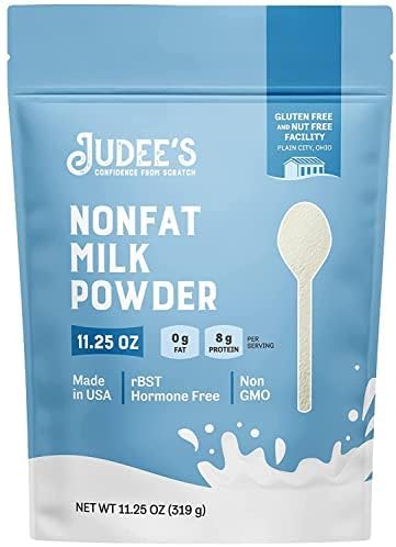 Judee's Gluten Free Non-Fat Dry Milk Powder - Versatile Baking & Cooking Powdered Milk - High-Protein, Calcium-Rich, Gluten-Free - 11.25 Oz