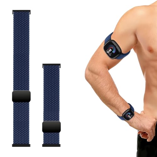 Harikiri 2 Pack Compatible with Fitbit Versa 4/3 Sense 2 Stretchy Ankle/Arm Band,Quick Release Elastic Nylon Bicep Strap Replacement Soft breathable and highly elastic for Women Men