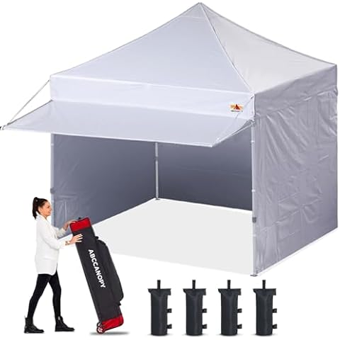 ABCCANOPY Pop up Canopy Tent with Awning and Sidewalls 10x10 Market -Series, White Cover