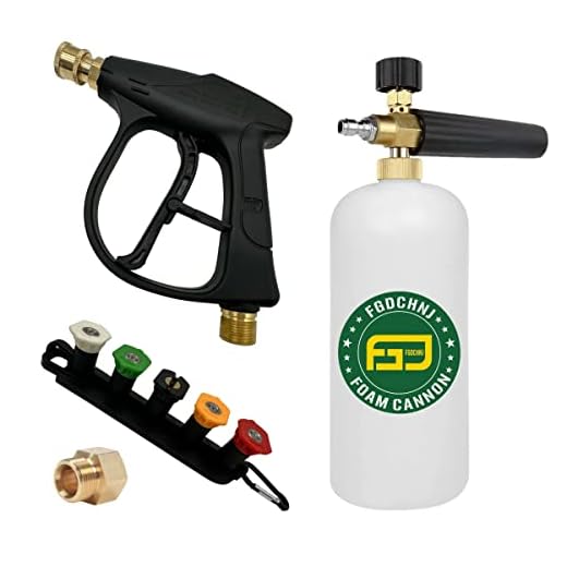 FGDCHNJ Foam Cannon Lance with 1/4” Quick Connector for Pressure Washer Gun, Short Washer Gun with 5 Nozzle Tips & Holder