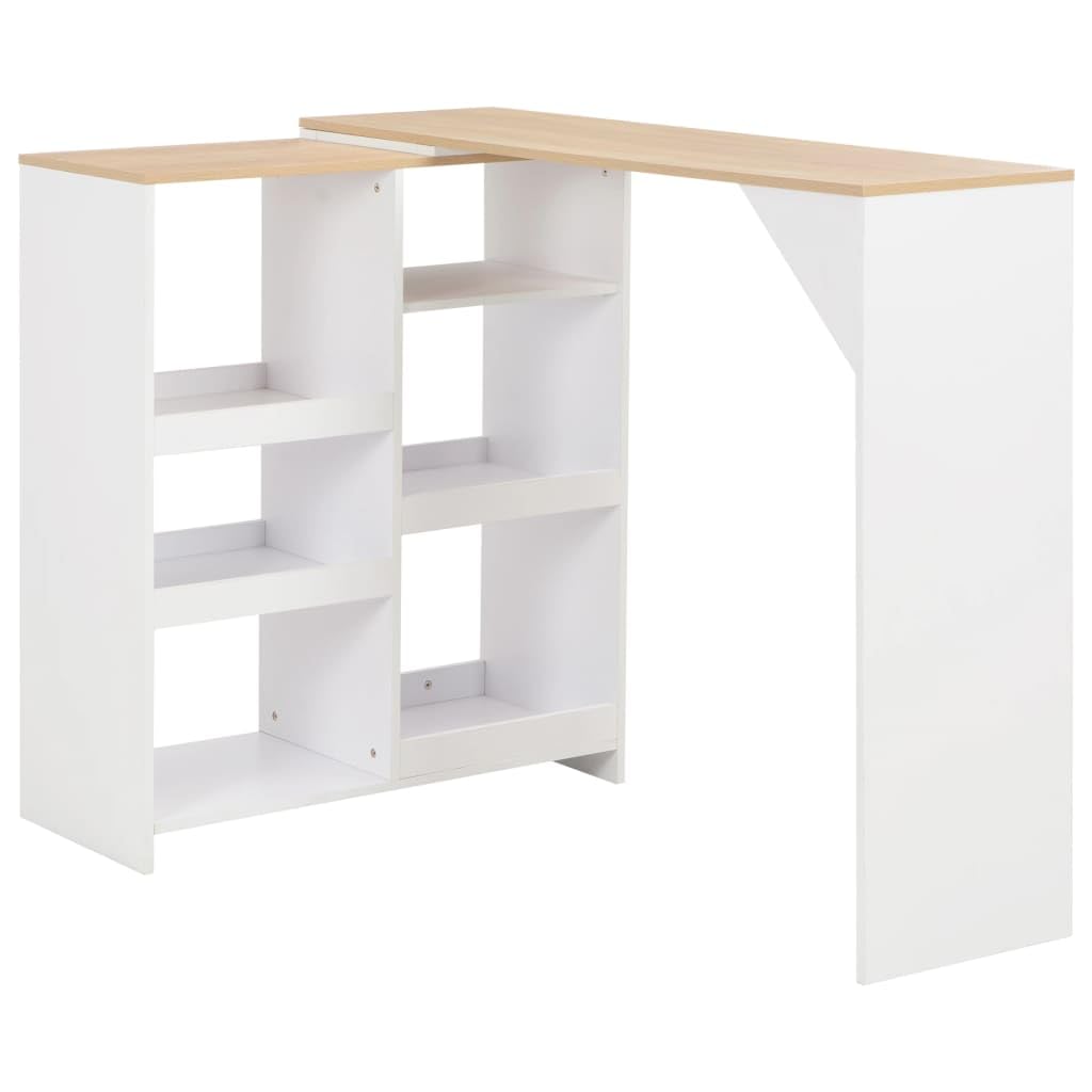 vidaXL Mesa de Bar Madera Blanca 138x39x110 cm Mesita Mesilla Elevada Alta Mueble Mobiliario Auxiliar Comedor Pub Estanterías Consola
