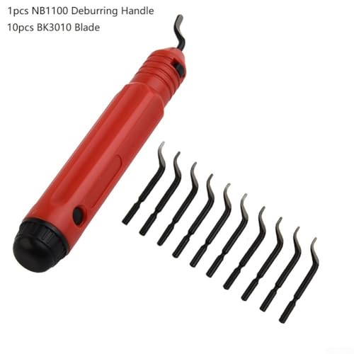 andle Burr Deburring Remover Tool with 10pcs HSS Cutting Blades, Rotary Burr Deburrer for Metal Edge Cleaning, Aluminum Handle for 3D Printed Parts, - Thumbnail 5