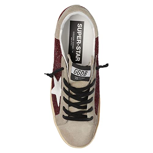 Golden Goose Super-Star Glitter Upper Suede Toe And Heel Leather Star Womens Sneakers-38 Maroon #TOP3
