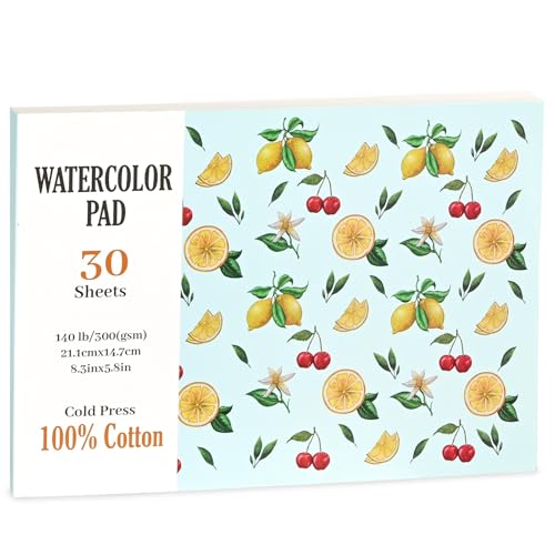 Watercolour Paper A5 Pad 30 Sheets Watercolor Paper Cold Press 300gsm Water Colour Pad for Art Painting Sketching Drawing Mixed Media