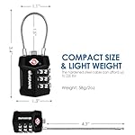 2 Pack TSA Approved Travel Luggage Locks, Cable Combination Lock Alloy, Metal Keyless 3-Digit Padlocks, Weatherproof TSA Accepted Padlock for Gym Locker, Golf Bag Case, Backpack, Black-by GIVERARE - Image 2