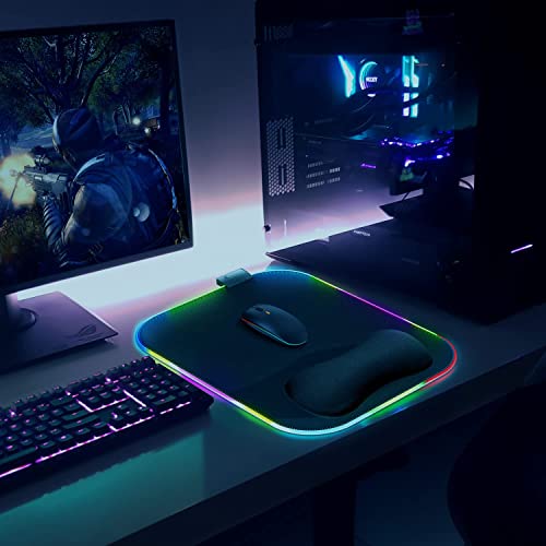 Gimars Rgb Mouse Pad With Wrist Rest Support,12 X 10 Inch Extra Large Ergonomic Gaming Mouse Pad With 11 Led Lighting Modes,Non-Slip Rubber Base,Lycra Fabric For Laptop, Computer, Pc Gaming #TOP7