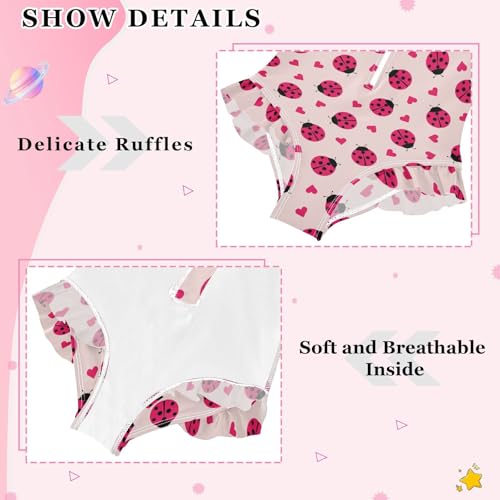 Girls Swimsuits Long Sleeve Bathing Suits Ladybug Hearts UPF 50+ Sun Protection Swimwear 3-12 Years4