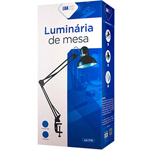 Luminária Articulada de Mesa e Bancada com Clip Ajustável