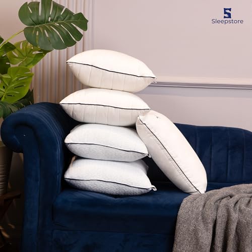 Image of SleepStore Fibrom Cushion Pillow for Relaxing, Pack of 2, 12x18 Inch | Medium Firm Support | Versatile Pillow for Back, Side & Sofa Use | Soft Fiber Foam Comfort