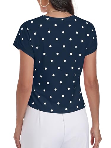 Image of HOTIAN Womens Cap Sleeve T Shirts 2026 Tie Waist Wrap Tops Crew Neck Blouses Dressy Casual Loose Work Business