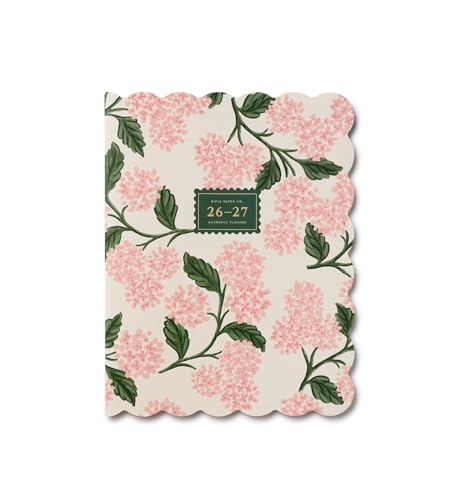 RIFLE PAPER CO. 2027 Pink Hydrangea 12-Month Academic Appointment Notebook Aug. 2026 - July 2027 Thread-Stitch Binding 9.75 L x 7.75 W Metallic Gold Foil Accents Monthly Pages & Note Section