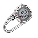 CONGARTENO Reloj Colgante de Escalada Multifuncional Clip de Acero Inoxidable Resistente al Agua y Esfera de Vidrio Luminosa para Actividades al Aire Libre Mochila y Montaña Color Rojo