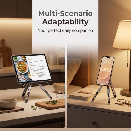 Image of 4-in-1 Foldable Laptop Stand, Magnetic Phone Stand & Selfie Stick with 180 Rotating Magnetic Head, Portable Travel Laptop Holder Tripod, 8-Level Ergonomic Height Adjustable Stand (Orange, 1 PCS)