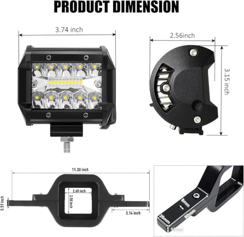 Phares avant barre lumineuse de travail LED 4 pouces tout-terrain 12-24V pour remorquage - 3
