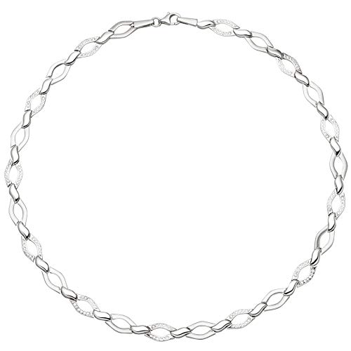 Jobo Damen-Halskette aus 925 Sterling Silber mit 144 Zirkonia 45 cm