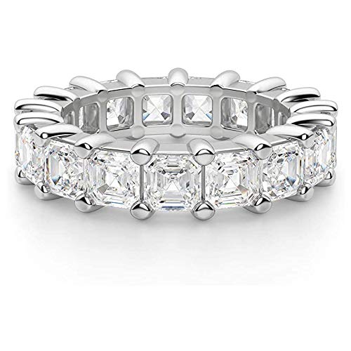 Savlano 18K White Gold Plated Cubic Zirconia 4x4MM Square Princess Cut Eternity Ring Band for Women Men3