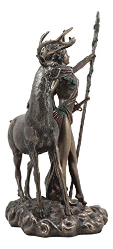 Estatua Diana diosa griega de la caza con ciervo 11.5" miniatura 5