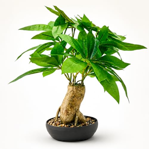 16'' Fake Money Tree, Faux Potted for Desk Decor