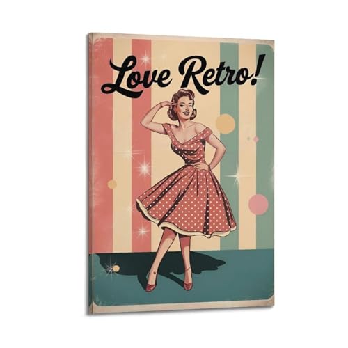 Affiches murales esthetiques encadrees style retro en toile premium 50x75 cm pour salon