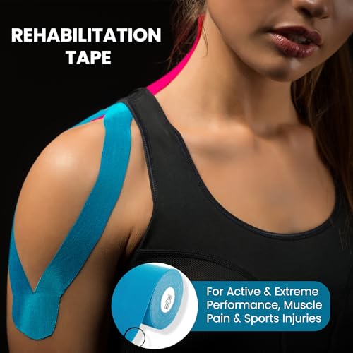 Image of Medigrip Kinesiology Tape (5 cm x 5 m) - 1 Roll, Blue - Waterproof, Sweat-Resistant, Bi-Directional Flexibility for Muscle Support, Sports Injuries & Active Performance