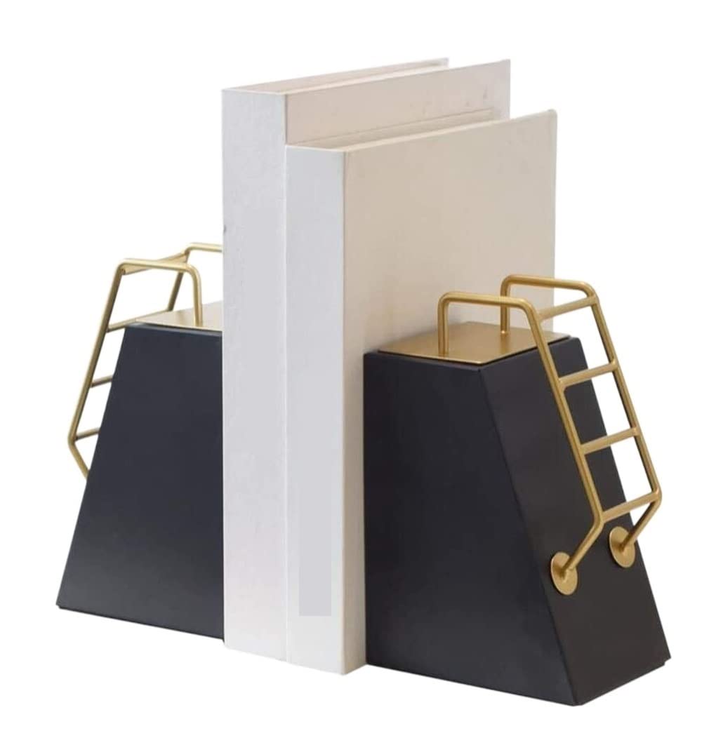 Buchstützen, Buchstützen, dekorative Buchstütze, robuste Buchstütze aus Metall, schwarz, Bücherregal-Dekor for Bibliotheks-Buchstützen