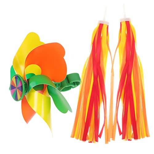 BRIGHTFUFU 1Set Bike Handlebar Tassel Streamers Pinwheel Ribbons for Scooter and Bicycle Decor Easy to Install Accessories for Boys and Fun and Attractive Ride