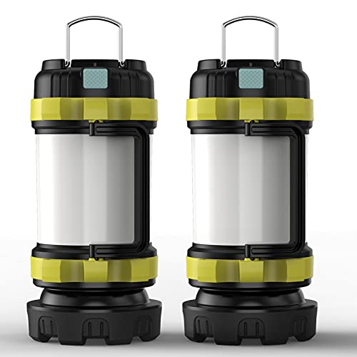 (2 Packs) Camping Lantern Rechargeable, AKASO Flashlights for Camping, 6 Modes LED Lantern Flashlight, 3000mAh Power Bank, 520LM, IPX4 Waterproof, Outdoor Home Hurricane Emergency, USB Cable Included